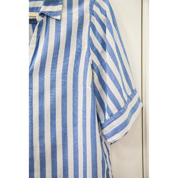 J. Crew Short-Sleeve Button-up Shirt in Wide Blue Stripe, size M - Picture 3 of 8